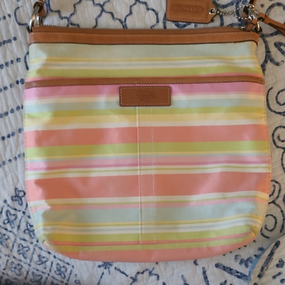 Coach Pastel Striped Shoulder Bag
